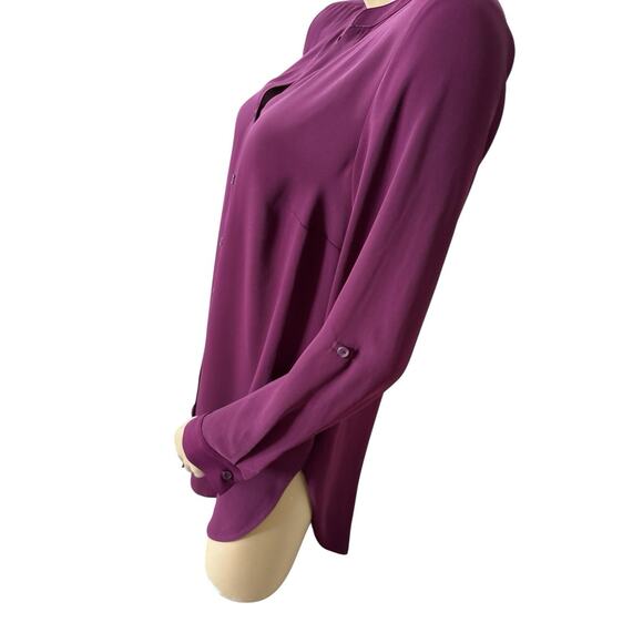 CHICOS Womens Size 0 Small Wine Purple Convertible Sleeve Button Up Tunic Shirt - Picture 6 of 11